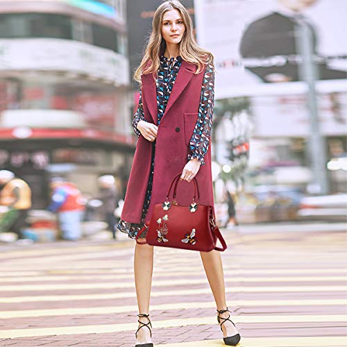Designer Nicole&Doris Retro Crossbody Handbag - Wine Red
