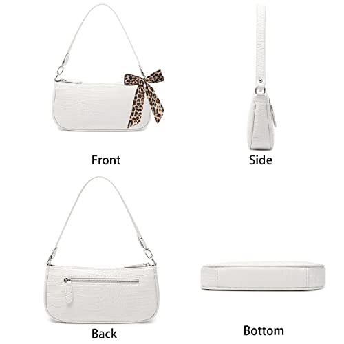 Retro Classic Shoulder Tote - Ladies' White Clutch