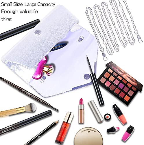 Konluesr Silver Sequin Clutch Bag