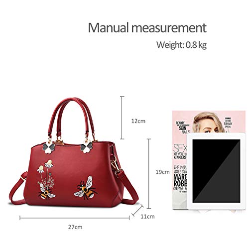 Designer Nicole&Doris Retro Crossbody Handbag - Wine Red