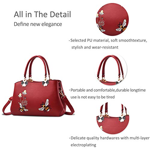 Designer Nicole&Doris Retro Crossbody Handbag - Wine Red