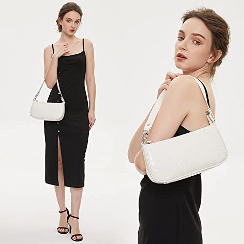 Retro Classic Shoulder Tote - Ladies' White Clutch