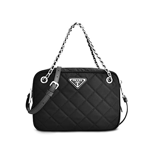 Prada Black Nylon Quilted Medium Crossbody Handbag