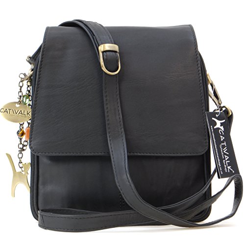 Catwalk Collection Women's Leather Cross Body Shoulder Bag