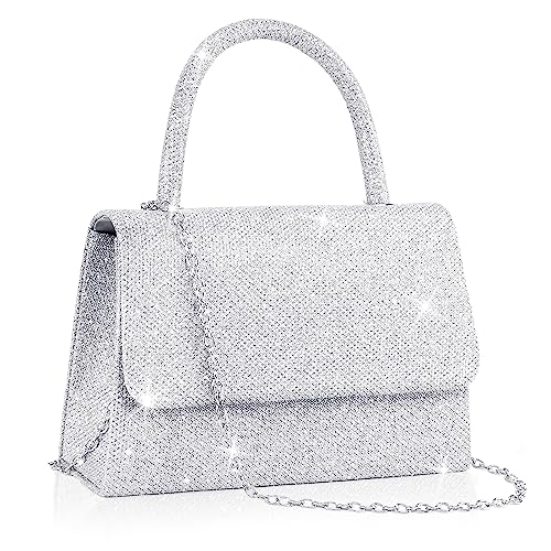 Elegant Sparkly Silver Clutch Bag for Women