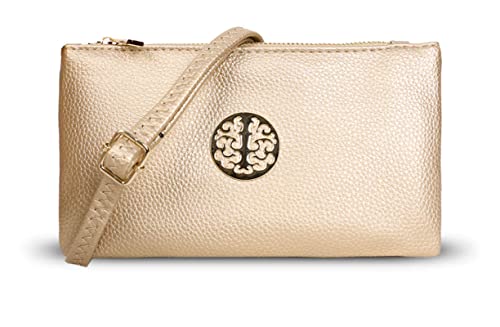 Ladies Cross Body Bag Designer Womens Faux Leather Bag Clutch Handbag Purse Small (Rose Gold)