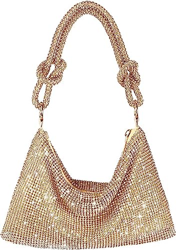 Women's Rhinestone Evening Clutch Bag - Gold
