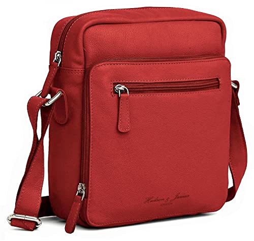 Red Designer Crossbody Bag with Genuine Nappa Leather