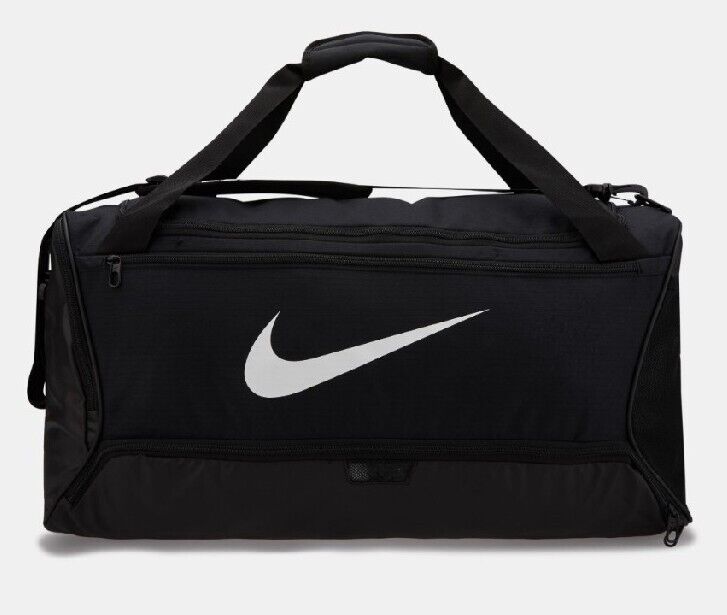 Nike Black/White Designer Handbag - Brasilia Duffel, One Size