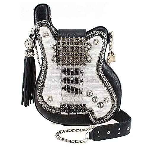 Mary Frances Embellished Electric Guitar Crossbody Handbag, Blackwhite