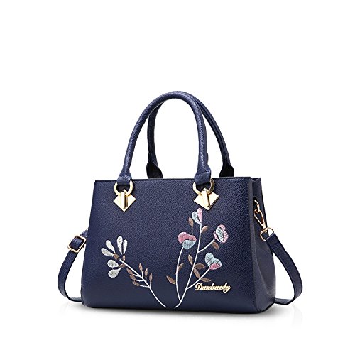 NICOLE&DORIS Retro Blue Top Handle Shoulder Bag