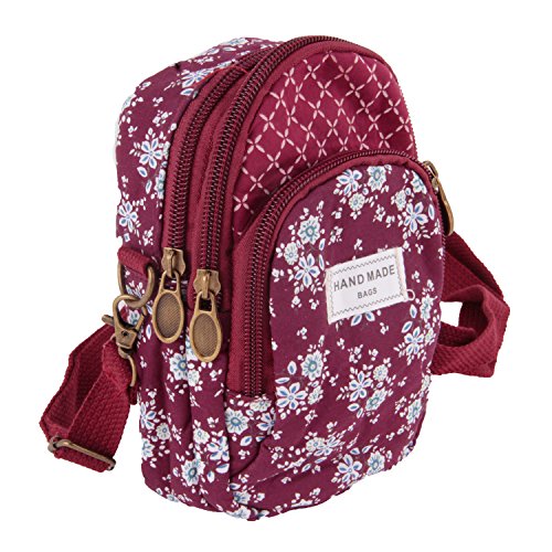 Floral Crossbody Bag: Mobile Phone Shoulder Handbag in Purple