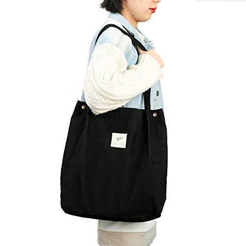 JISEN Reusable Shoulder Bag for Women, Black