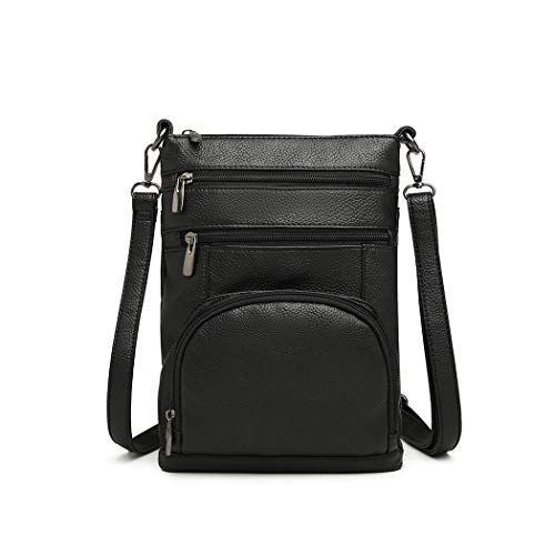 Miss Lulu Black RFID Blocking Crossbody Leather Bag