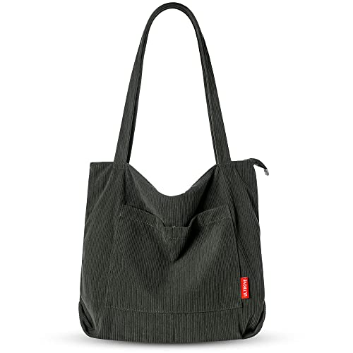 Army Green Corduroy Tote Bag for Women
