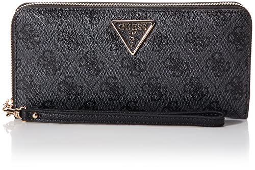 Guess Women Large Zip Around Bag, Coal Logo Fashion
