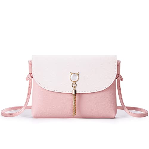 KALIDI Small Cat Tassel Crossbody Leather Handbag