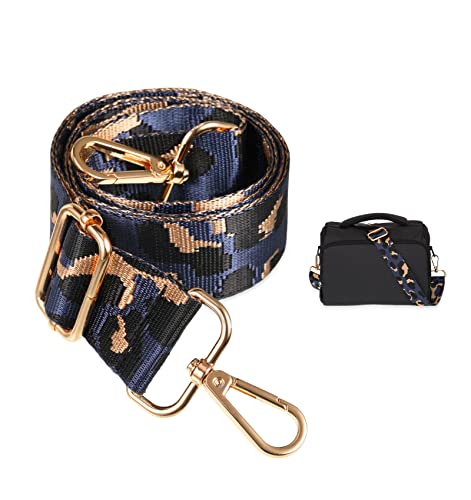 Leopard Print Handbag Straps | Adjustable, Wide, Deep Blue