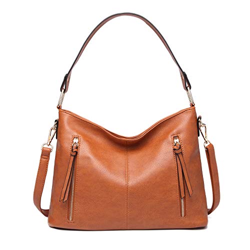 Miss Lulu Women's Brown PU Leather Hobo Handbag