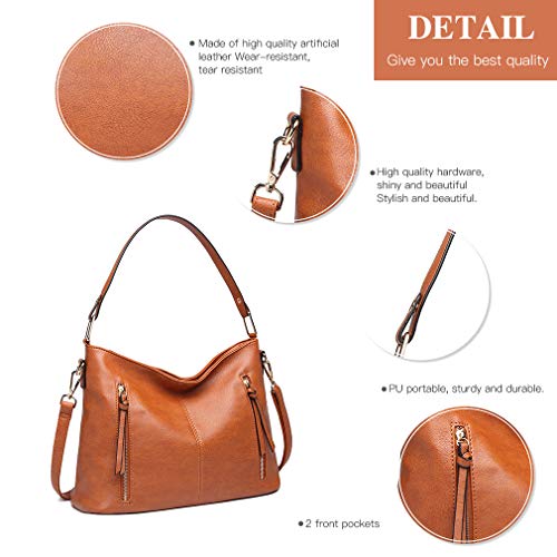 Miss Lulu Women's Brown PU Leather Hobo Handbag