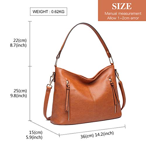 Miss Lulu Women's Brown PU Leather Hobo Handbag