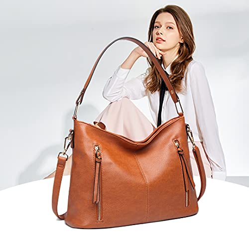 Miss Lulu Women's Brown PU Leather Hobo Handbag