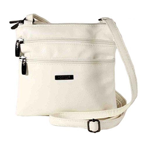 White Leather Crossbody Handbag - Lorenz Design Luxurious