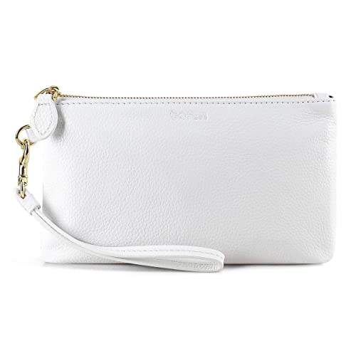 Befen Genuine Leather Minimalist Handbag Clutch (White)