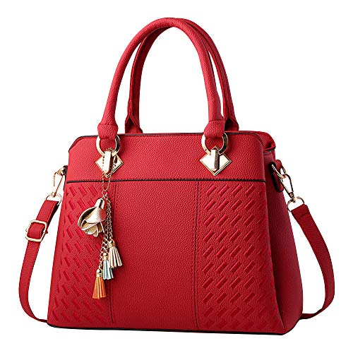 ACNCN Burgundy PU Leather Designer Handbags: Women's Crossbody Messenger Tote