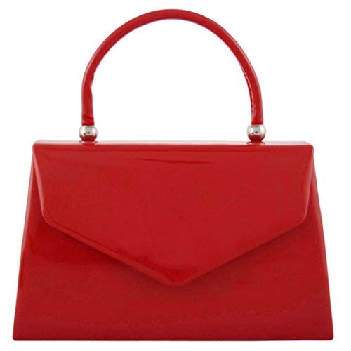 Retro Tote Patent Leather Handbag in Red