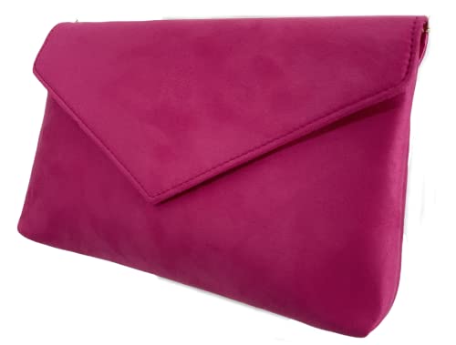LeahWard Fuchsia Faux Suede Clutch for Women's Events