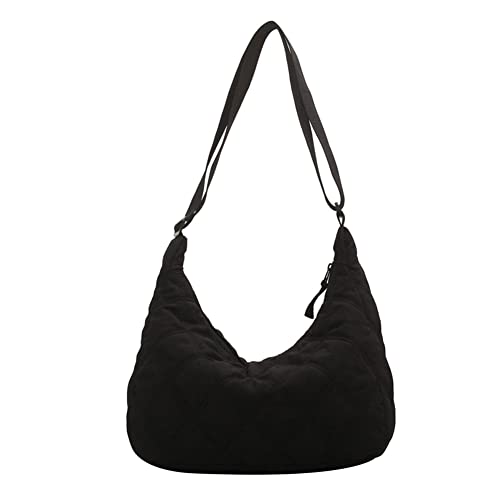 Black Quilted Shoulder Bag for Women - Large