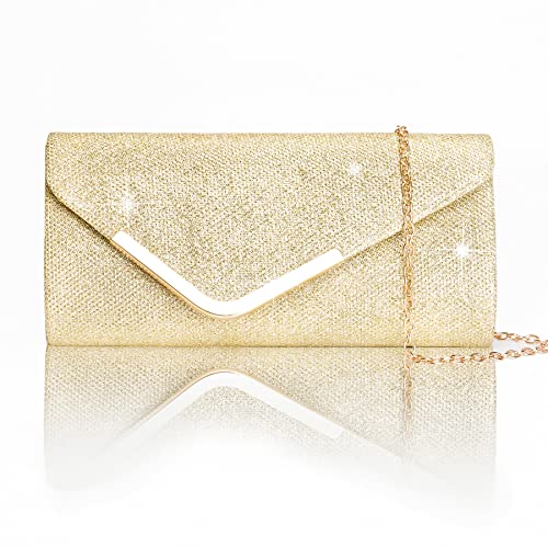 Gold Sequin Envelope Clutch: Women's Designer Handbag