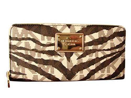 Vanilla MK Signature Tiger Continental Wallet by Michael Kors
