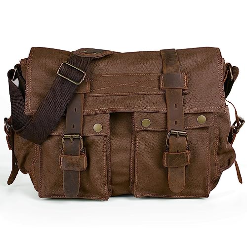 Men's Canvas Leather Vintage Camera Messenger Bag