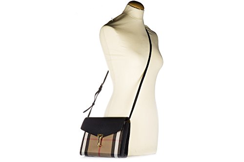 BURBERRY House Check Crossbody Bag in Black