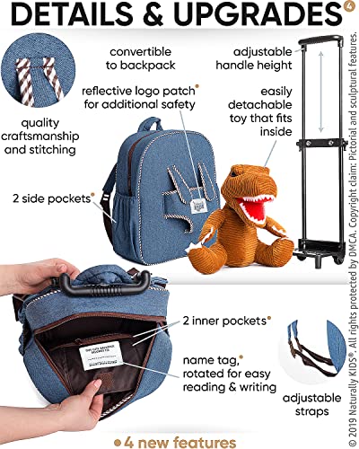 Naturally KIDS Dinosaur Rolling Backpack - Brown T Rex