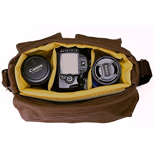 Men's Canvas Leather Vintage Camera Messenger Bag