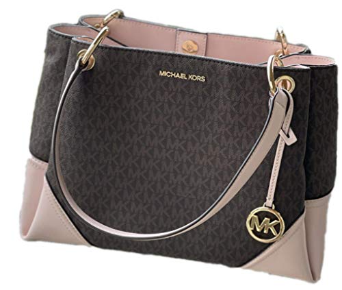 Michael Kors Nicole Large Shoulder Bag Handbag (Brown/Blush)