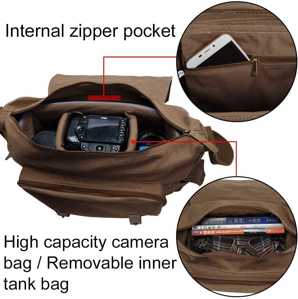 Designer Camera Shoulder Messenger Bag (Coffee)