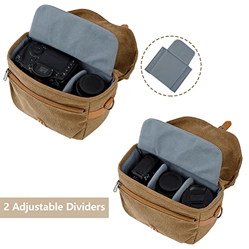 Khaki Canvas Camera Bag for Women and Men