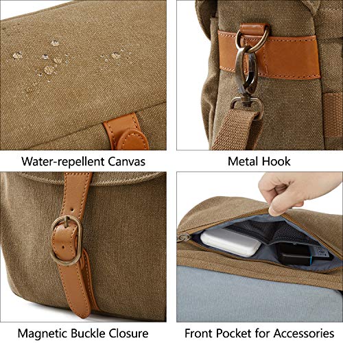 Khaki Canvas Camera Bag for Women and Men