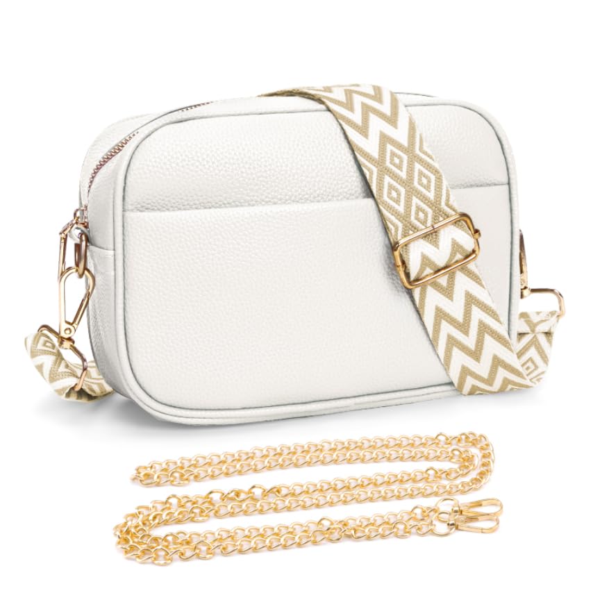 YILCER Damen Crossbody Handtasche mit Gitarre Gurt - B-weiß