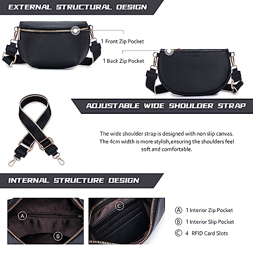 Roulens Fashion Leather Crossbody Bag with Removable Strap