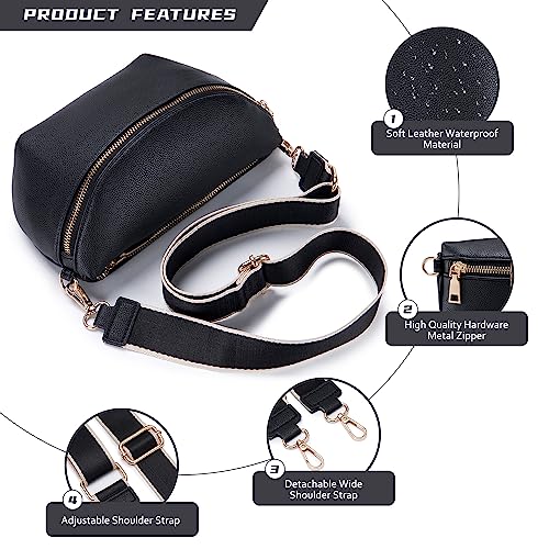 Roulens Fashion Leather Crossbody Bag with Removable Strap