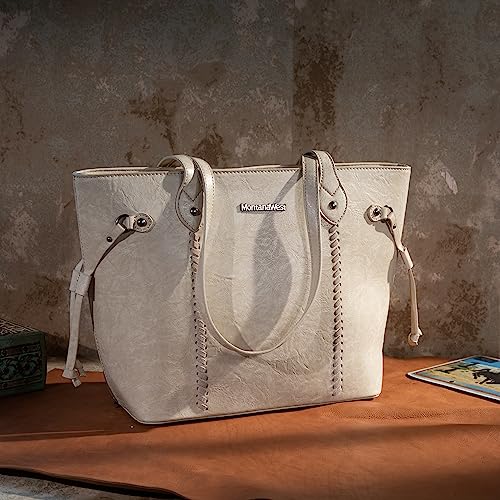 Montana West Beige Vegan Leather Tote for Women