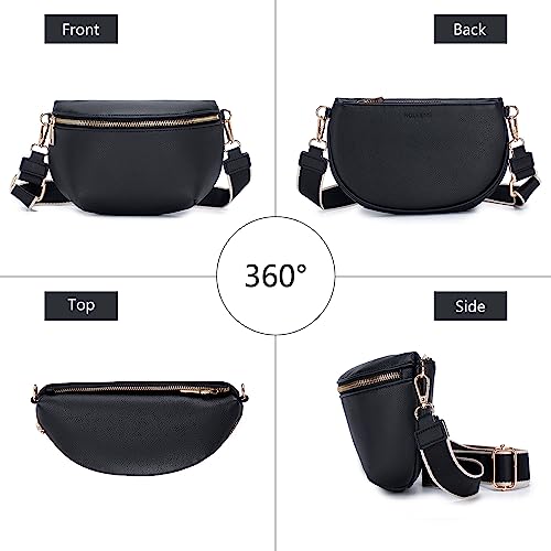 Roulens Fashion Leather Crossbody Bag with Removable Strap