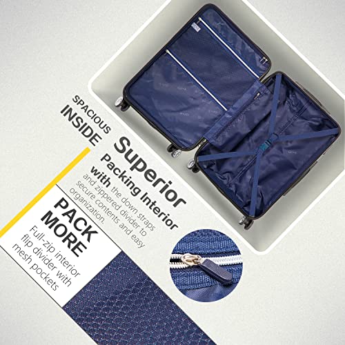 Coolife Luggage Expandable Suitcase Spinner (White Grid)