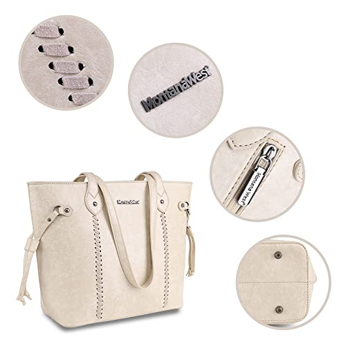 Montana West Beige Vegan Leather Tote for Women