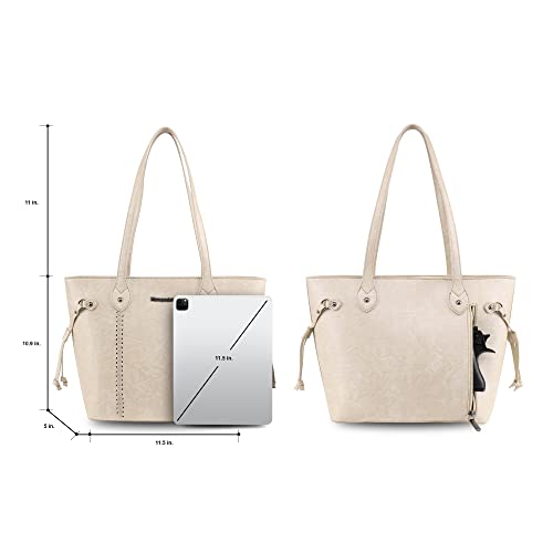 Montana West Beige Vegan Leather Tote for Women